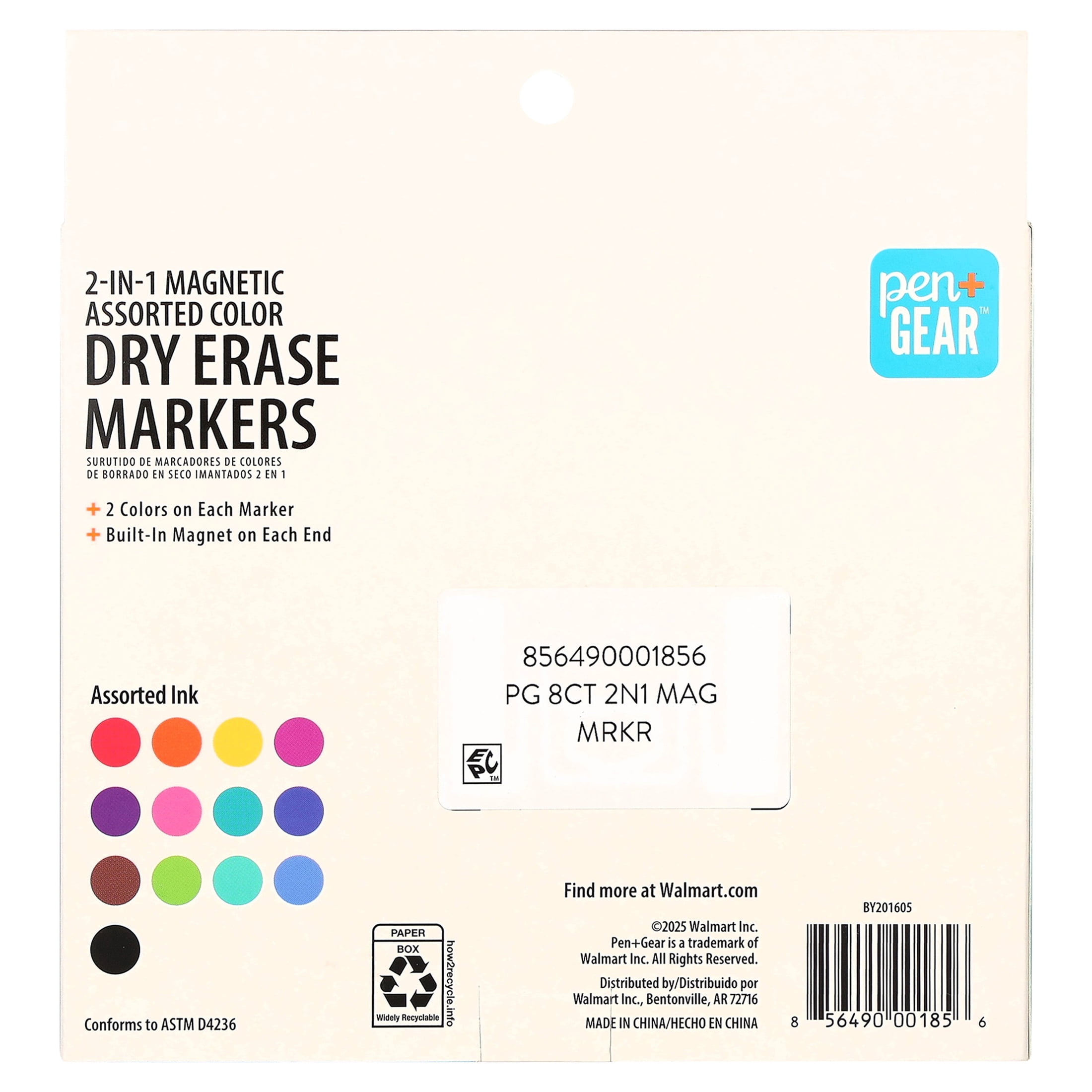 Pen+Gear 2-in-1 Magnetic Dry Erase Markers Set with 13 Vibrant Ink