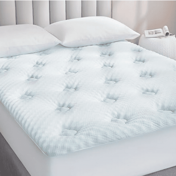 Mattress Topper Viscose Derived from Bamboo, Memory Foam Pillow Top Mattress Topper Queen with Deep Pocket, Breathable Mattress Pad for Back Pain Relief, 60" x80", White