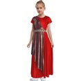 thumbnail image 6 of iiniim Kids Girls Greek Toga Robe Short Sleeve Metallic Ancient Greece Gown Princess Dress Halloween Cosplay Red 6, 6 of 7
