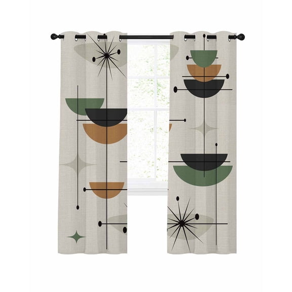 Navy Bohemian Blackout Curtains, Light Blocking Print Window Curtains, Geometric Abstract Stripes Vintage Beige Thermal Insulated Window Drapes for Living Room Kitchen Cafe 2 Panels, 104"W x 72"L