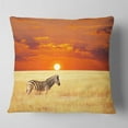thumbnail image 2 of Designart Scenic African View with Zebra - Landscape Printed Throw Pillow - 16x16, 2 of 5