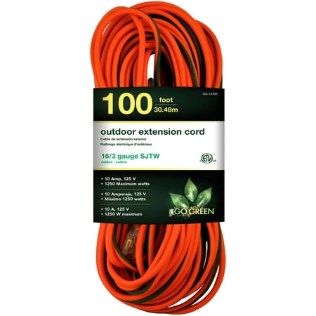 GoGreen Power 16/3 100' GG-13700 Heavy Duty Extension Cord, Lighted