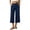 Blue, variant on Women Capri Pants Wide Straight Leg Capris Trouser High Waist Casual Pants Loose Fit Cropped Trousers with Pockets Blue L