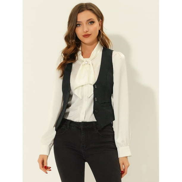Chaleco vintage para mujer con botones Steampunk Jacquard sin mangas Negro L Allegra K Chaleco Walmart en linea