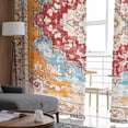 thumbnail image 4 of Vintage Ethnic Semi Sheer Curtains 96 Inch Length 2 Panels Set, Boho Tribes Modern Orange Middle Century Sheer Kitchen Curtain Privacy Voile Window Curtain for Living Room Bedroom Rod Pocket Drapes, 4 of 7