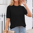 thumbnail image 5 of MEICHEN Women's Short Sleeve Pullover Fashion Crew Neck Knitted Shirt Elegant Lightweight Short Sleeve Spring Summer, 5 of 7