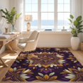 thumbnail image 3 of Design&I 2'x3' Washable Throw Rug Low Profile Daily Traffic Ready Accent Para Abstract Vintage Border Bedside Alfombras Cuartos Purple Boho Refined for Hallway, Laundry Room, 3 of 7