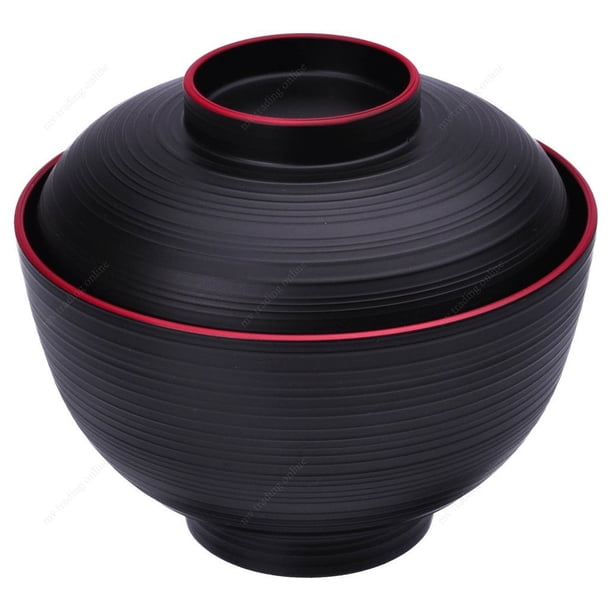 M V Trading MV201BK Japanese Soup Or Rice Bowl With Lid Balck 8 