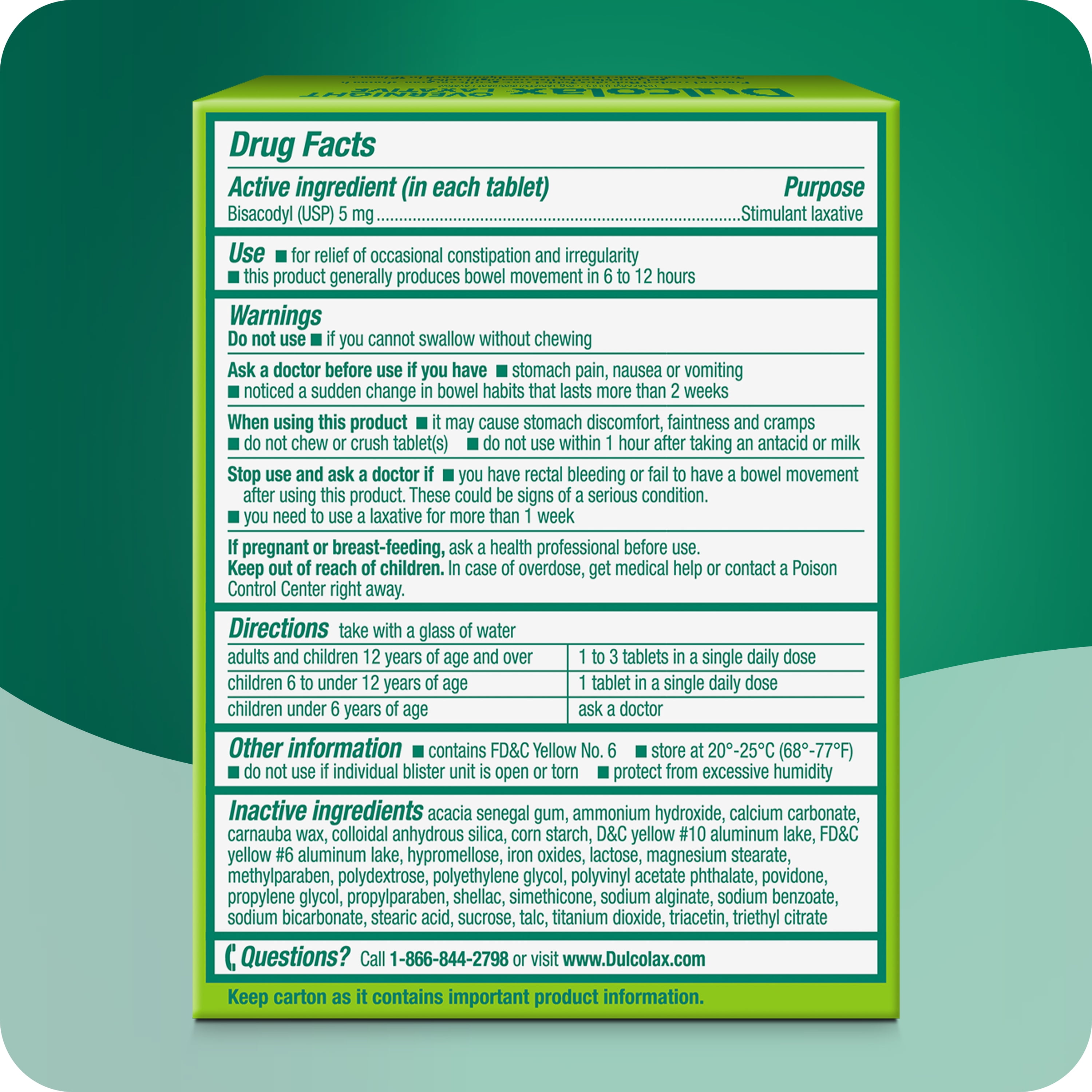 (2 pack) Dulcolax Bisacodyl Stimulant Laxative Pills for Overnight Constipation Relief, 5 mg, 50 Tablets