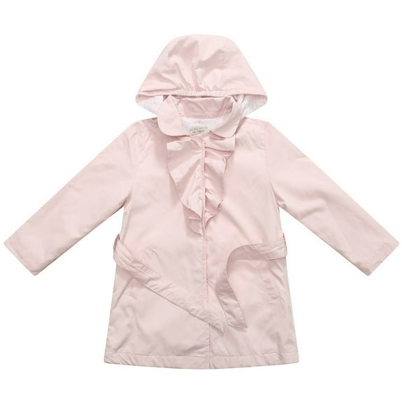 Baby Girls Pink Ruffle Detail Neckline Belted Hood Jacket 12M