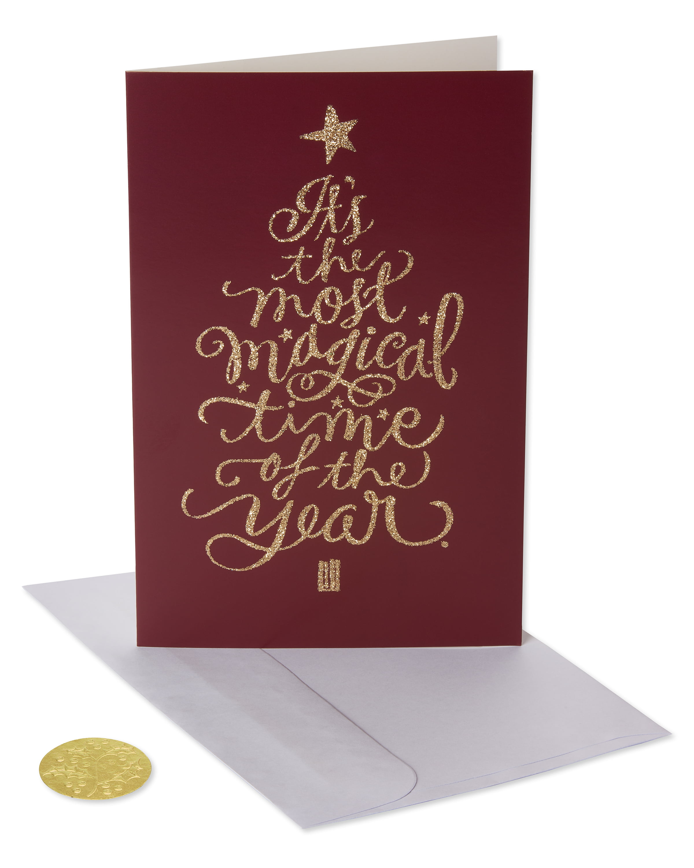 (14ct) American Greetings Premium Gold Christmas Tree Boxed Cards and