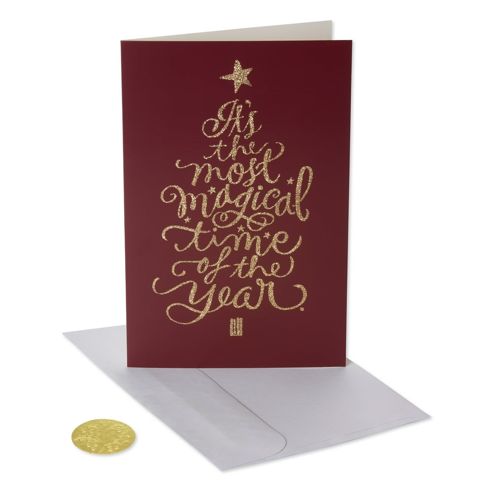 (14ct) American Greetings Premium Gold Christmas Tree Boxed Cards and