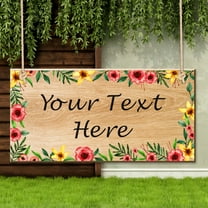 Personalized Wooden Hanging Plaque, Custom Door Sign Welcome Sign for Front Door Porch Garden Backyard, Flower Border Sign for Home Decor