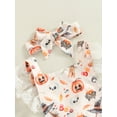 thumbnail image 5 of hirigin Summer Baby Girl Jumpsuit Set Casual Pumpkin Skull Print Lace Ruffle Trim Sleeveless Rompers and Headband, 5 of 8