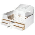 thumbnail image 4 of White Low Loft Bed Full Size, Solid Wood House Bed Frame with 4 Drawers, Roof and Guardrails, for Kids/Teens Bedroom, No Box Spring Needed, L0121, 4 of 10