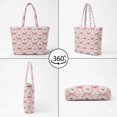 thumbnail image 4 of XYZCANDO Pink Goose Bow Print Padded Shoulder Tote Bag, Large Capacity Quilted Handbag for Work Shopping Travel, Lightweight Durable Daily Carryall with Wide Handles, 4 of 7