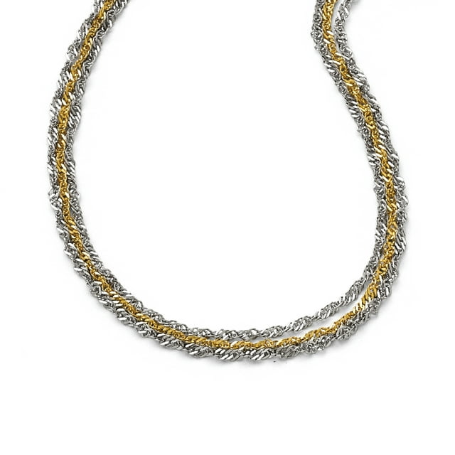 Stainless Steel Polished & Yellow IP-plated 1Layered Necklace 17.5 Inch