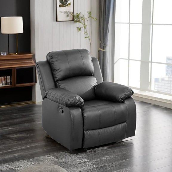 JESTOP Manual Recliner Chair, Overstuffed Faux Leather or Upholstered Single Sofa for Living Room Bedroom