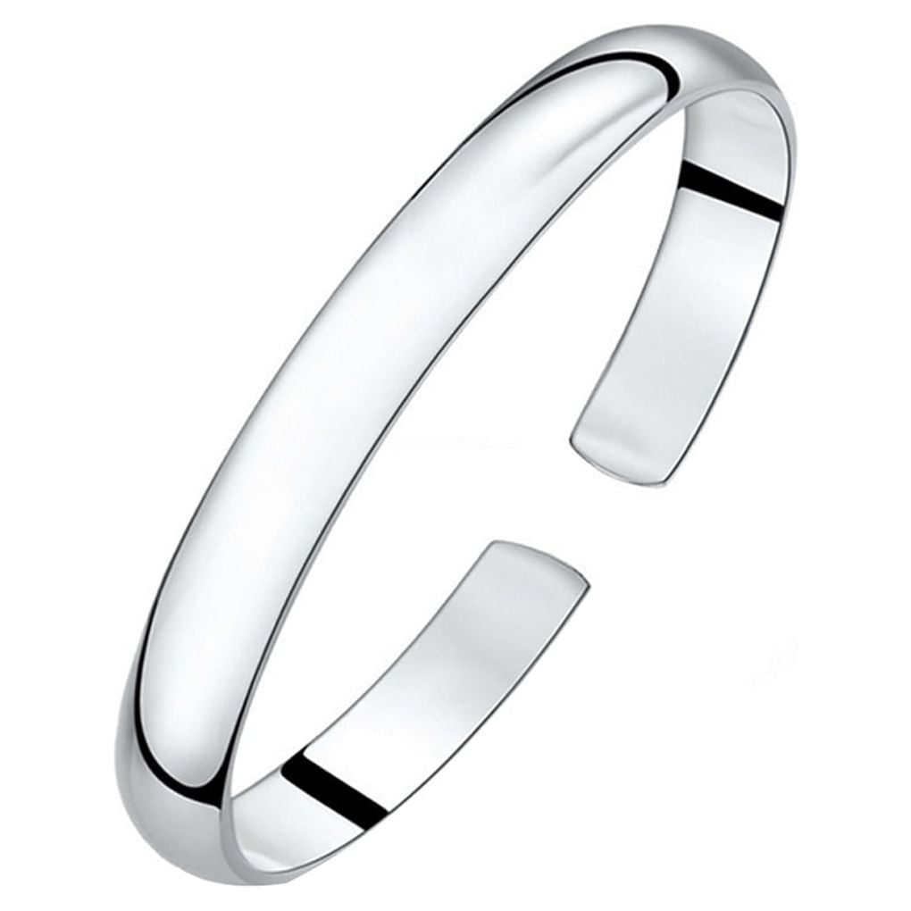 Homeholiday Women Solid 925 Sterling Silver Adjustable Opening Silver Bracelet Solid 925 Sterling Silver Bangle Bangle Adjustable Opening Bracelet Gir