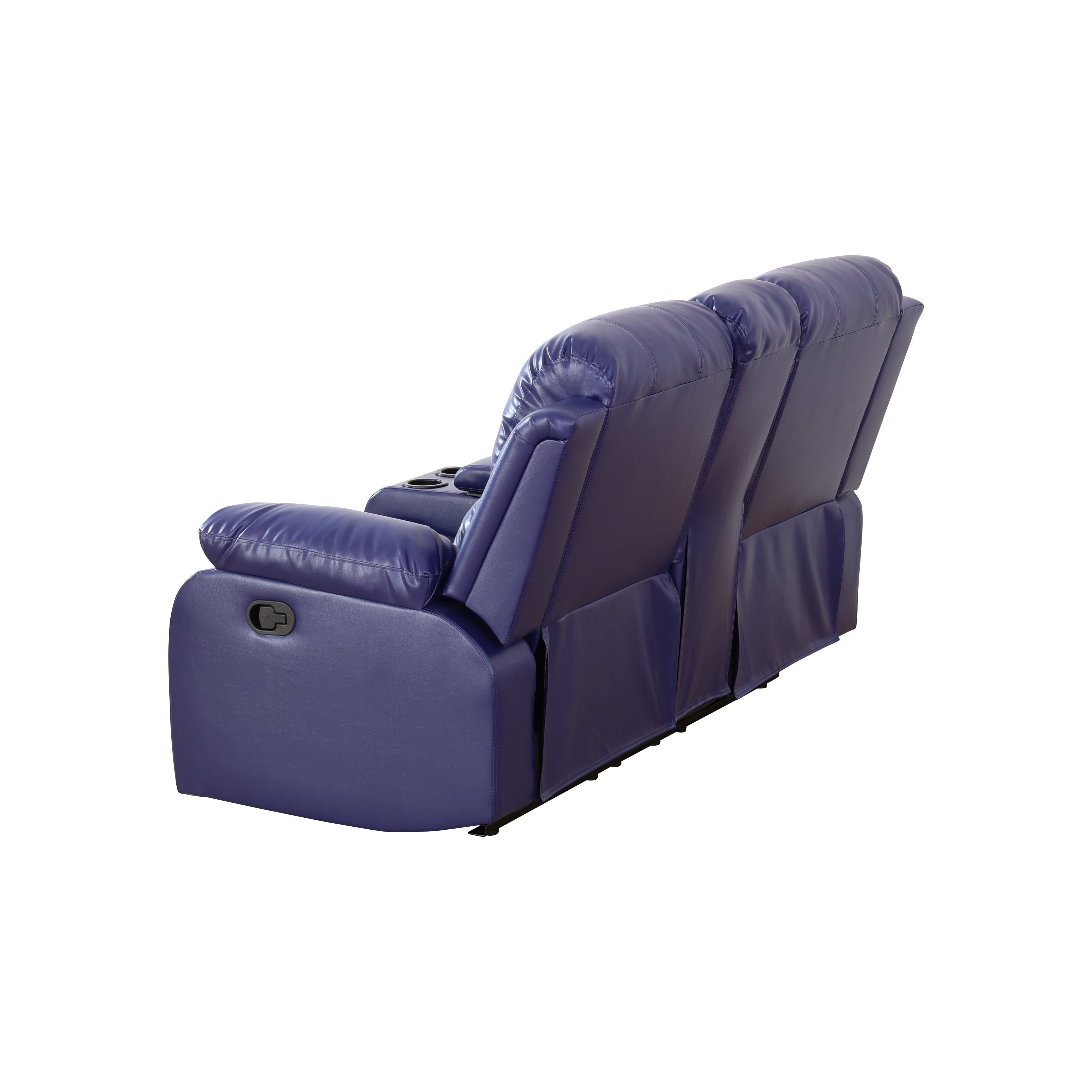 MAYEERTY Leather Recliner Loveseat, 2-Seater Reclining Sofa with Storage Bucket, Cup Holder & Adjustable Angle, for Living Room, Small Space