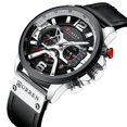 thumbnail image 2 of Mens Luxury Watches Business Chronograph Dress Waterproof Leather Strap Analog Quartz Wrist Watch, 2 of 6