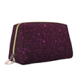 thumbnail image 2 of Easygdp Dark Purple Glitter Leather Makeup Bag Zipper Pouch Travel Cosmetic Organizer for Women and Girls, Make up Bag with Zipper, 2 of 8