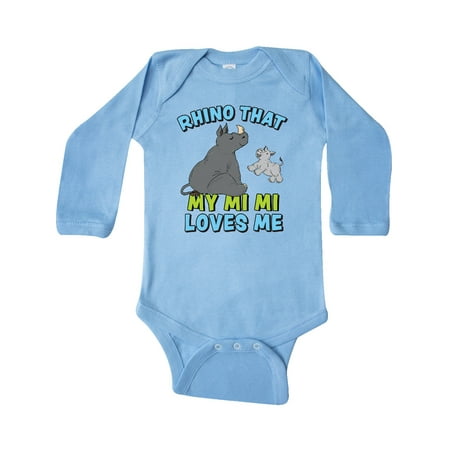 

Inktastic Rhino That My Mi Mi Loves Me with Cute Rhinos Gift Baby Boy or Baby Girl Long Sleeve Bodysuit