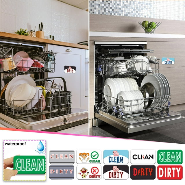 Cagogo 3Pcs Dishwasher Magnet Sign, Double Sided Clean Dirty Indicator for Kitchen Appliances, Extra Strong Rubber Magnetic Sticker for Fridge Dishwasher Washer Dryer, Practical Home Decor
