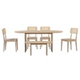 thumbnail image 2 of Euroco 6-Piece Wooden Dining Chairs Set,Modern Kitchen Table Chairs & Bench Set for 6,Natural, 2 of 7