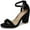 black, variant on Women Simple Block High Heels Ankle Strap Sandals Suede Patent