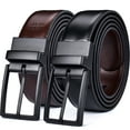thumbnail image 4 of Beltox Fine Men's Dress Belt Leather Reversible 1.34" Wide Rotated Buckle Gift Box, 4 of 5