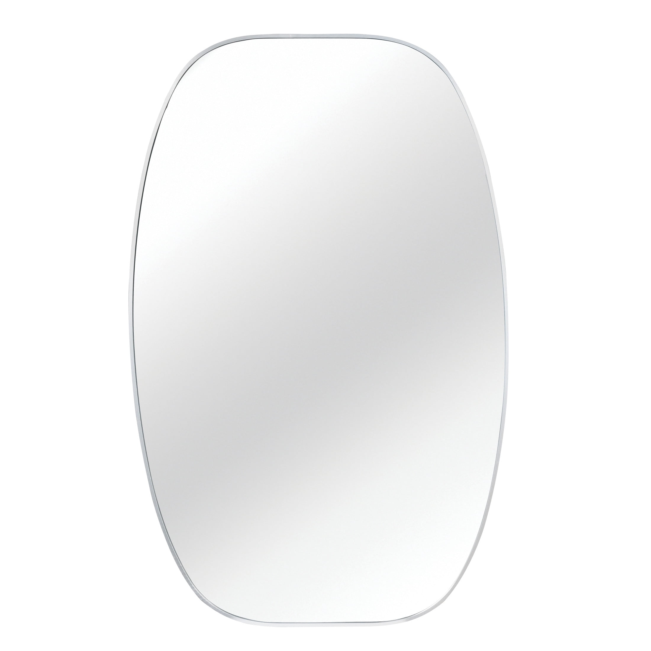 Noble House 30"x48" Unique Metal Framed Oval Wall Mirror, Modern Oblong Vanity Mirror for Bathroom & Entryway, Silver