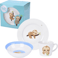 thumbnail image 1 of Vesta Baby 3 Piece Kids Ceramic Dinnerware Set - Blue Plate, Bowl, Cup - Sloth, 1 of 6