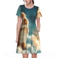 thumbnail image 1 of Balery Starry Sky Cloud Cute Rabbit Vestidos sueltos de manga corta para mujer, vestidos de verano 2025, vestidos casuales de corte A con vuelo., 1 of 6