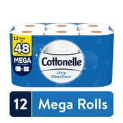 Cottonelle Ultra CleanCare Toilet Paper, 12 Mega Rolls, 340 Sheets per Roll (4,080 Total)