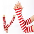 thumbnail image 2 of Weflink Elegant Long Cuffs Gloves Striped Knitted Design Women Winter Fashion Accessory, 2 of 11