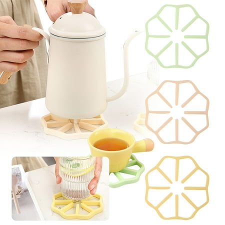 

amousa 3pcs Creative Folding Heat Insulation Pad For Kitchen Non-Slip Insulated Placemats Color Folding Design Silicone Pad Cup Pad