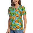 thumbnail image 2 of Vsdgher Pineapple Women Shirts V Neck Short Sleeve Tops T-Shirt Basic Tees, S to 3XLXX-Large, 2 of 5