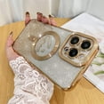 thumbnail image 2 of Compatible with iPhone 12 Pro Max Case,Compatible with MagSafe Love Heart Plating Camera Protection Clear Phone Case,  Glitter for Women Girls Shockproof Back Bumper 6.7"-Gold, 2 of 15
