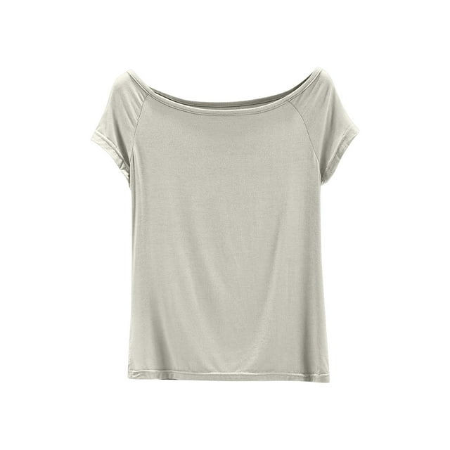 FAIWAD Womens Summer Pajama Tops Solid Color Short Sleeve Slim Pullover Soft Comfy Sleepwear Shirts