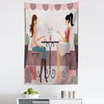 thumbnail image 1 of Girlfriend Tapestry, 2 Young Woman Having Coffee and Chatting After Shopping Together Illustration, Fabric Wall Hanging Decor for Bedroom Living Room Dorm, 5 Sizes, Multicolor, by Ambesonne, 1 of 1