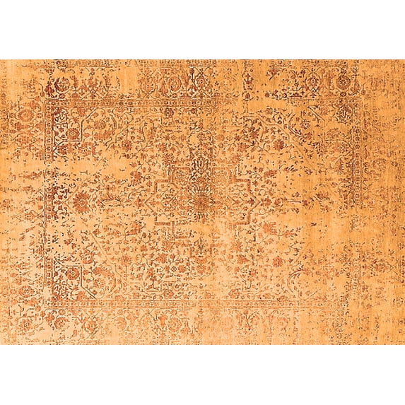 Ahgly Company Indoor Rectangle Oriental Orange Industrial Area Rugs, 7' x 9'