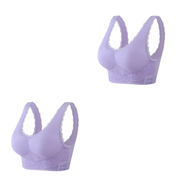 Minnieouse Sujetador deportivo Sexy y de apoyo de nailon para mujer, sujetadores inalámbricos para ir al gimnasio, sujetador transpirable para Púrpura XXL,1 2piezas
