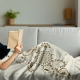 thumbnail image 3 of Folkloric Soft Flannel Fleece Throw Blanket, Abstract Floral Elements South Style Oriental Design Soft Color Scheme, Cozy Plush for Indoor and Outdoor Use, 70" x 90", Brown and Cream, by Ambesonne, 3 of 5