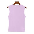 thumbnail image 5 of Tiqkatyck Tank Tops for Women Trendy Womens Turtleneck Sleeveless Shirt Solid Women's Blouse Slim Fit Short Sleeve Crew Neck Tight T Shirts Summer Tops for Women Purple M, 5 of 9