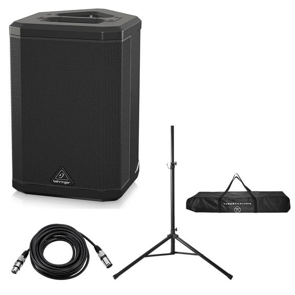 Behringer B1X 250W All-In-One Portable PA Bluetooth Speaker, Bundle with Speaker Stand and 25' XLR Microphone Cable