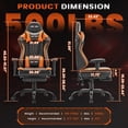 thumbnail image 3 of JONPONY Big and Tall 500lbs Gaming Chair with Bluetooth Speakers, Gamer Chair with Footrest and Lumbar Support & 360-Swivel Seat, Ergonomic Gamer Chair with Headrest, Orange, 3 of 9