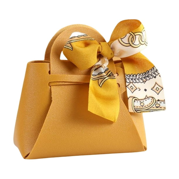 Bolsa de recuerdo portátil, con cinta con asas Mini bolso de cuero de PU Bolsas de regalo elegantes para boda Fiesta Celebración Pascua Amarillo Yotijar Bolsas para regalos de fiesta