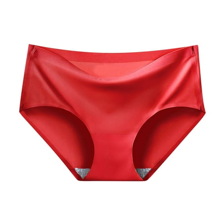 Scyoekwg Womens Underwear Stretchy Comfort Hipster Panties Mid Waisted Underwear Knickers Ladies Underpants Solid Color Briefs(Red L)
