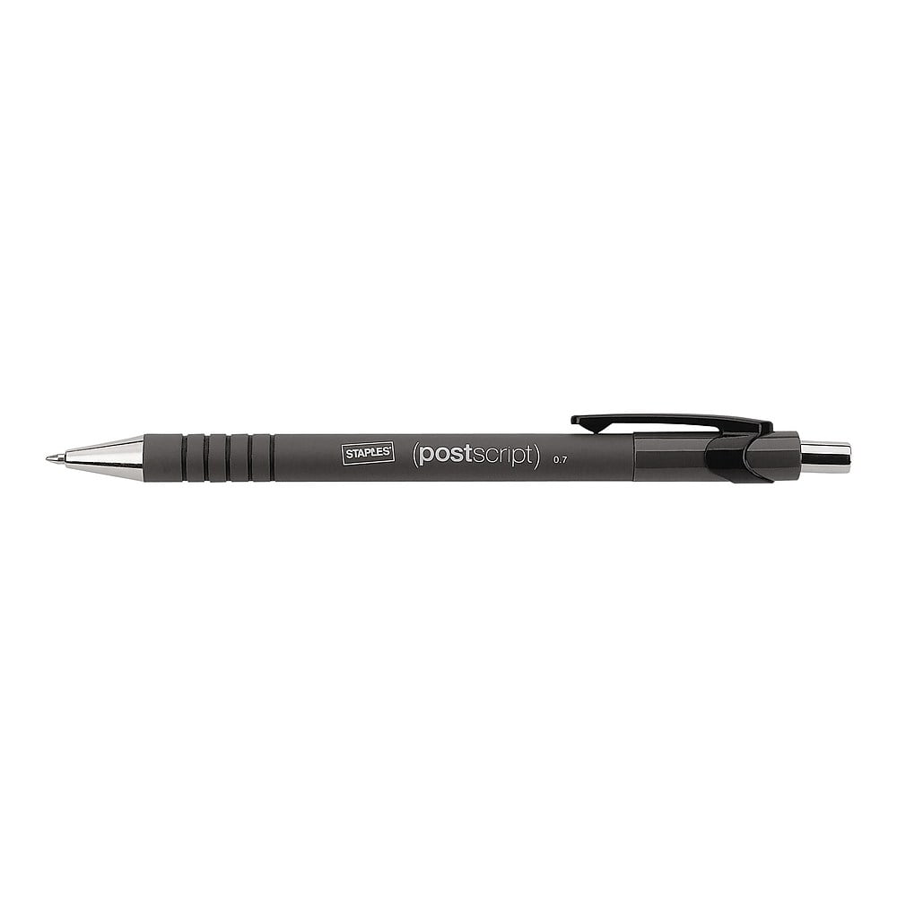 Staples Postscript Retractable Ballpoint Pens Fine Point Black Dozen